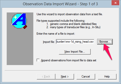 Import Wizard Step 1